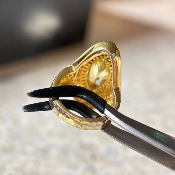 Yellow/White Cz Statement Ring - Picture 6 of 9